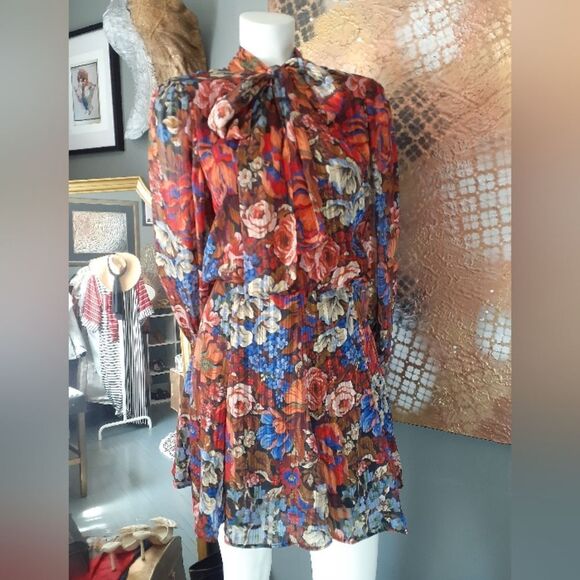 Zara Nwot Floral Chiffon Mini Dress - Picture 12 of 16